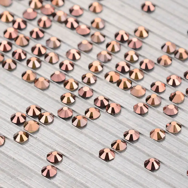 Розовое золото эффекты FlatBack Стеклянные стразы без горячей фиксации для украшения ногтей