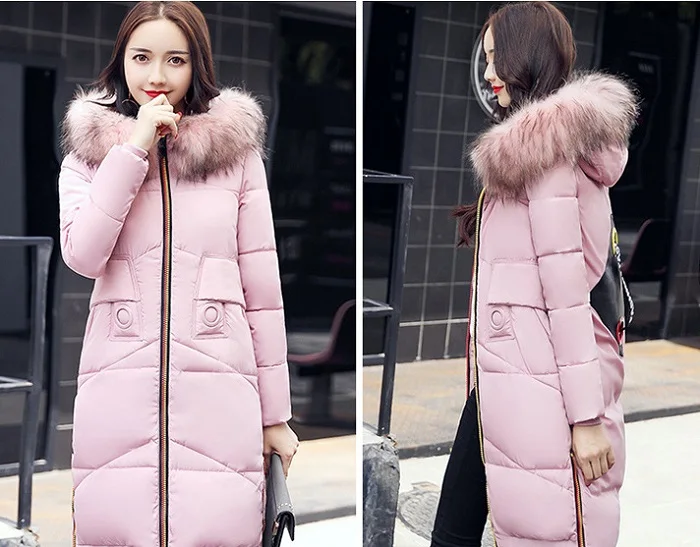 2017 New winter coat women long jacket Collar Hooded Woman Parka Womens cotton padded Coats Thick Jacket+10 (1)