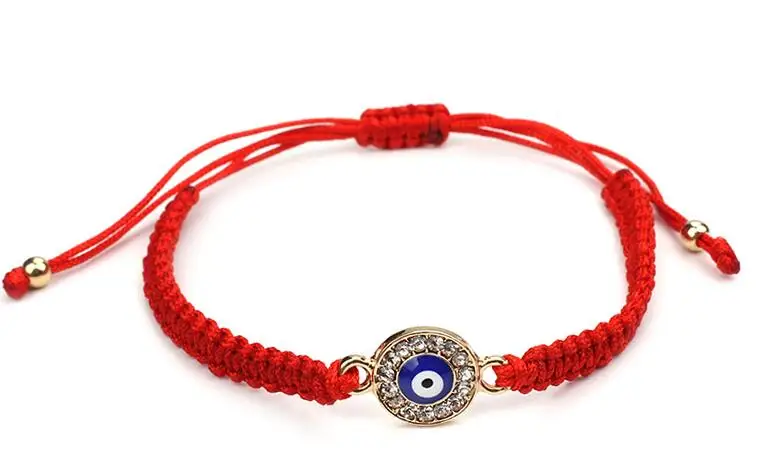 Красная строка браслет evil eye, красная строка судьбы, удачи браслет, амулет, Нитки браслет, защита браслет - Окраска металла: gold beads