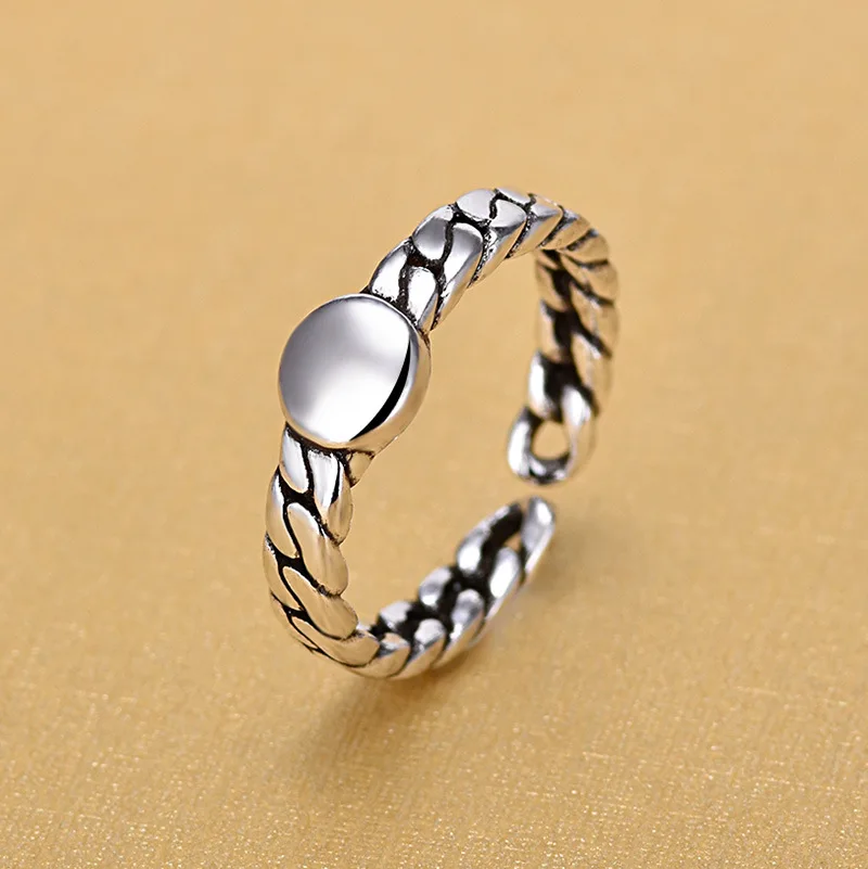 925-Sterling-Silver-Open-Rings-For-Women-Original-Handmade-Prevent-Allergy-Sterling-Silver-Glossy-Small-Circle