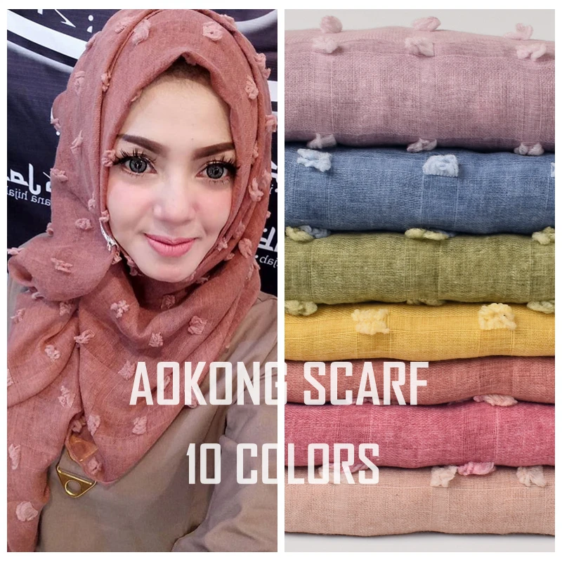 

10pcs/lot mixed solid plain cotton blend dots hijab scarf fashion muslim maxi soft wraps shawls scarves