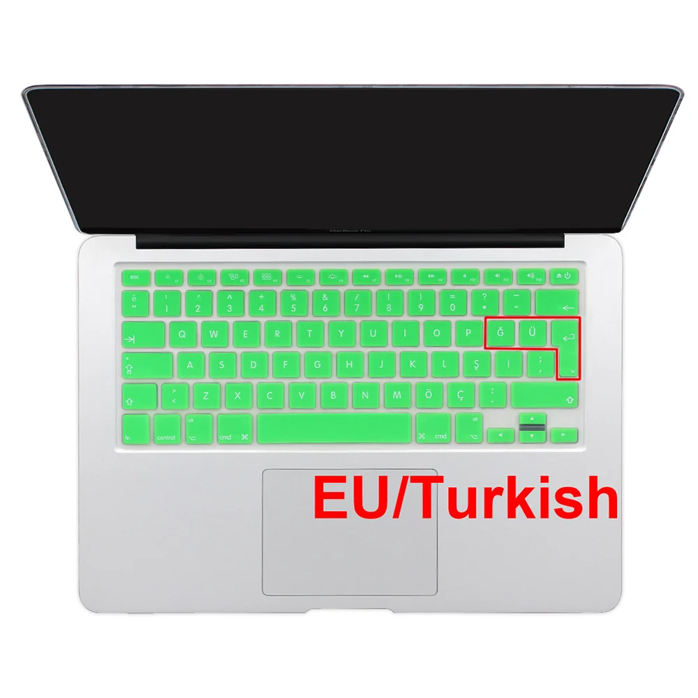 Для Apple Macbook Pro Air 13 15 стандарта ЕС, США, Великобритании турецкий мягкий чехол-клавиатура для Macbook 13,3 15,4 дюймов A1466 A1502 клавиатура протектор - Цвет: green