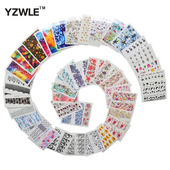 YZWLE 42 Sheets/Lot Mix Styles DIY Decals Nails Art Water Transfer Printing Stickers For Nails Salon