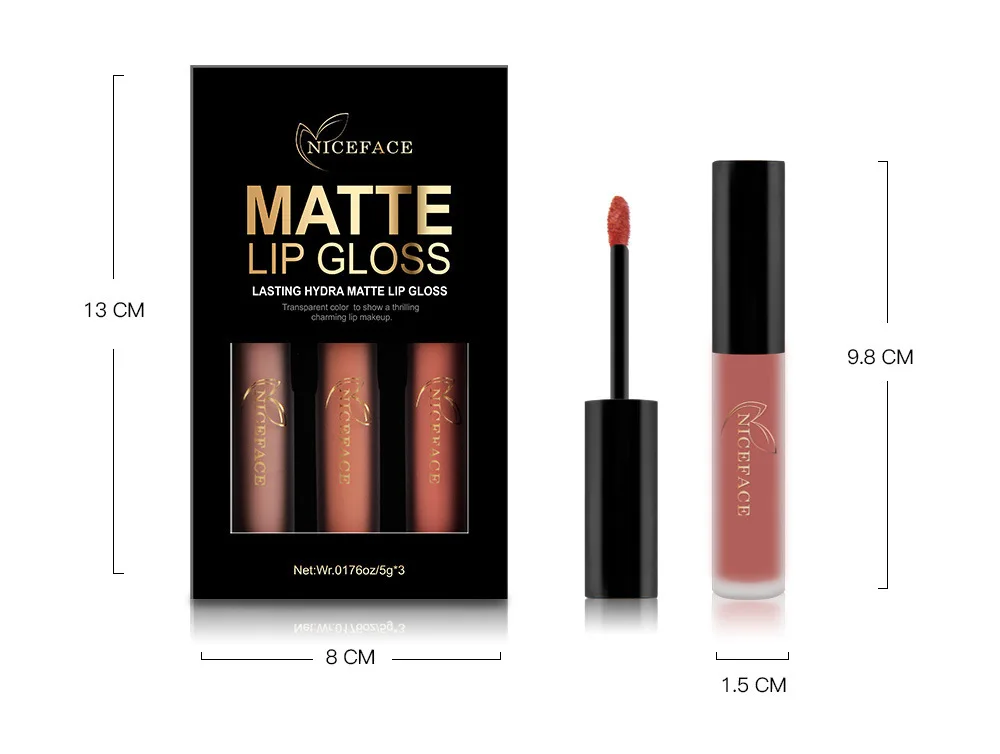 Хороший бренд для лица 3 шт./лот Матовая жидкая помада Губы Maquillage сексуальная женщина labiales матовая губная помада телесного цвета Блеск для губ Набор для губ