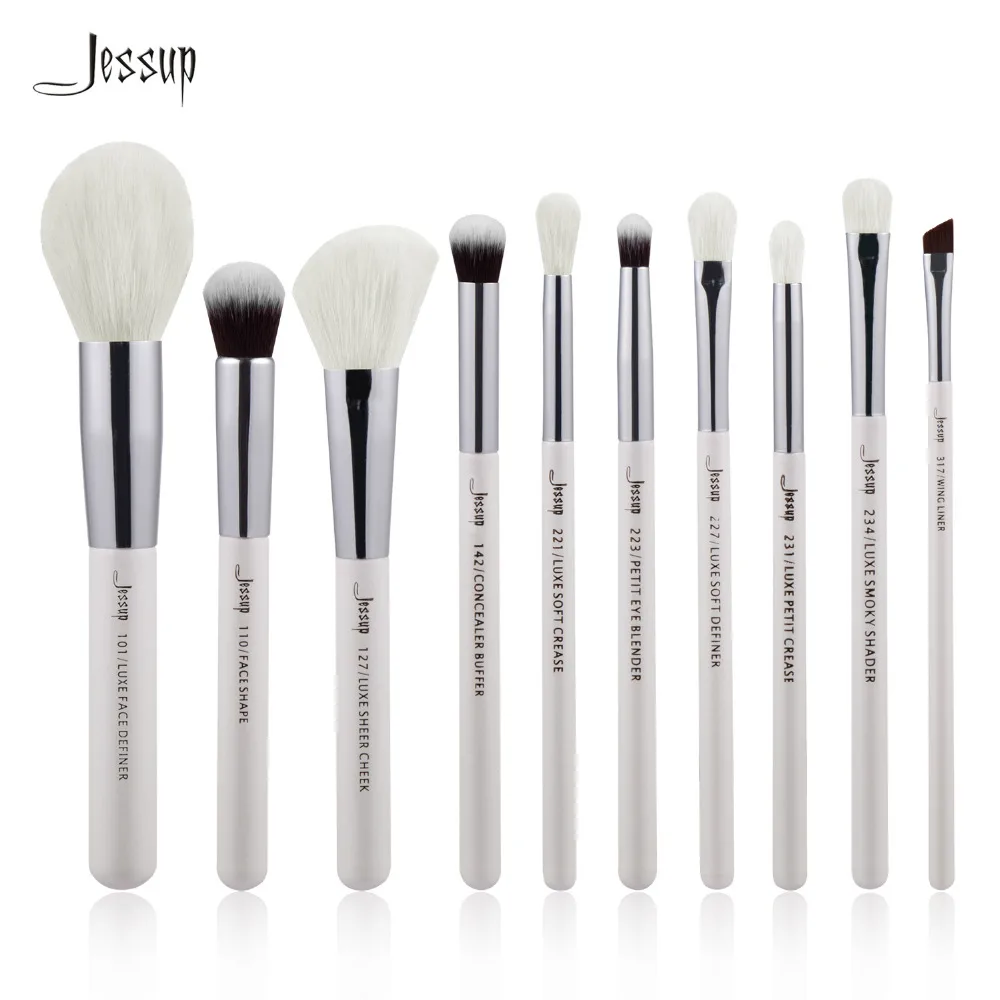 Jessup Pearl White/Silver Professional Makeup Brushes Set Make up Brush