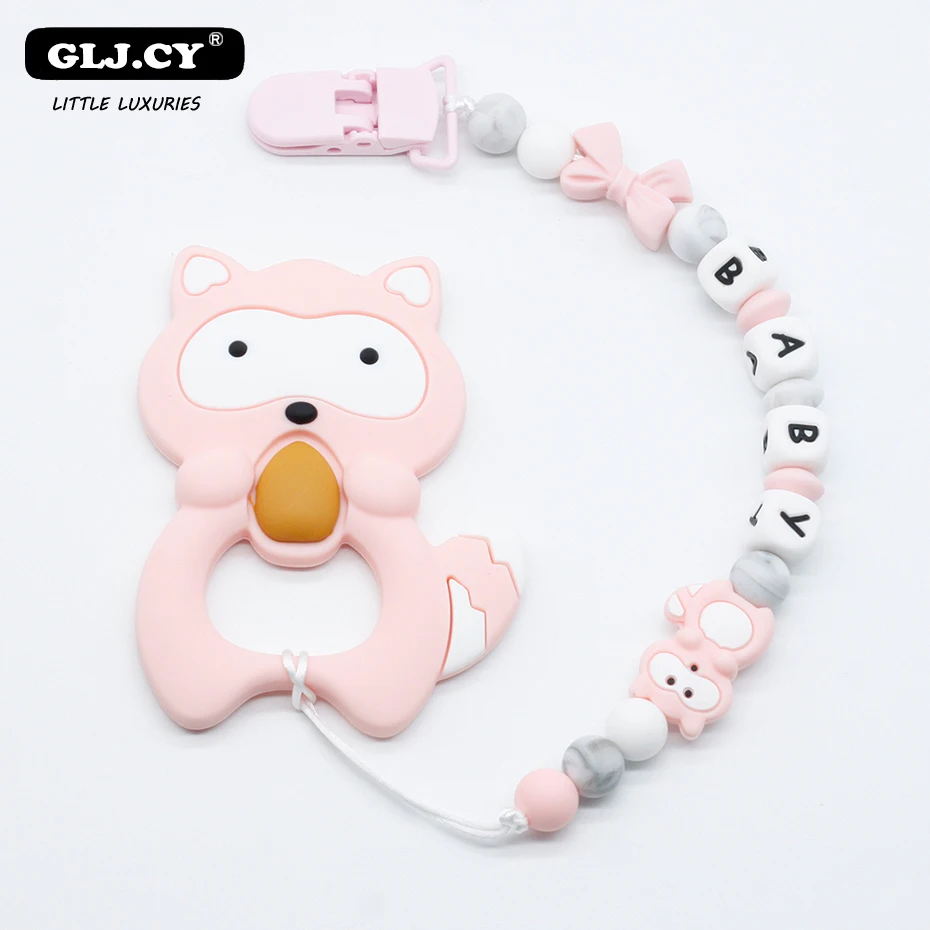 

Handmade Silicone Pacifier Chains Safe Teething Chain Baby Personalized NameTeether Eco-friendly Pacifier Clips Holder Clip