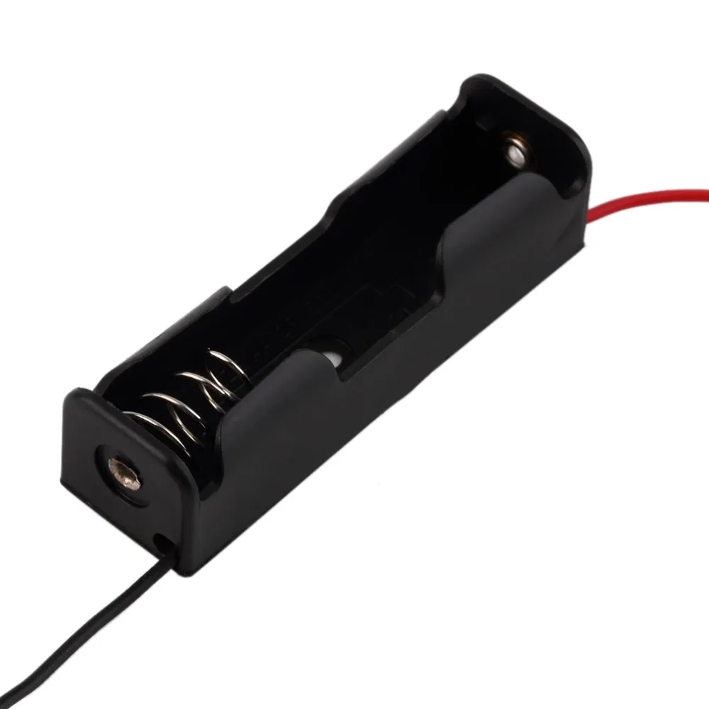 

AA Batteries Storage Case Plastic Box Holder with 150mm Cable Lead for 1 x AA Battery Soldering Connecting Black 100pcs/lot