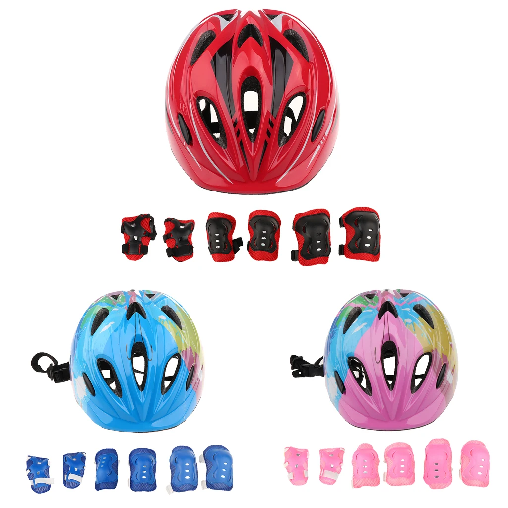 

7 Pcs Kid Child Roller Skating Bike Helmet Knee Wrist Guard Elbow Pad Set for Bicycle Helmet Protection Safety Guard Cycling Pad