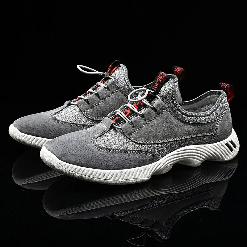 

Mens Shoes Mesh Breathable Walking Leather Shoes Lace Up Male Sport Running Sneakers Big Size 46 Gray Wearable Athletic Trainers