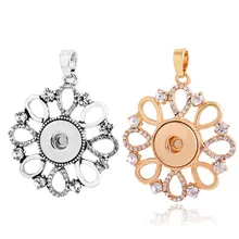 Rivca 18mm Rivca Snap Button Pendant Jewelry Crystal Vintage snap button Necklace For Women Gifts With Stainless Steel Chain
