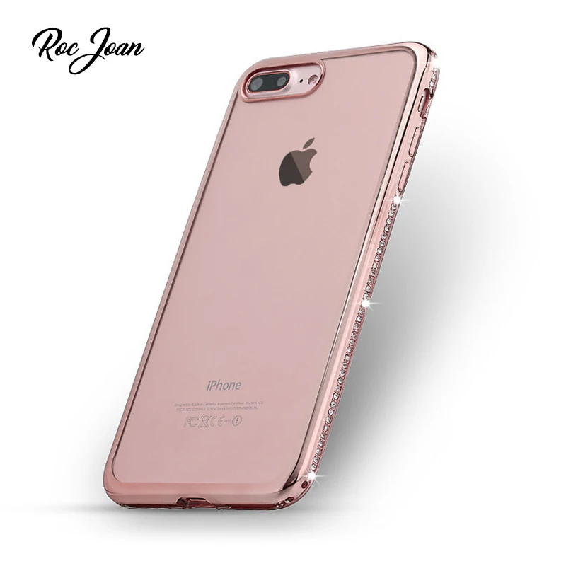 Roc Joan чехол для iPhone X 6 6S 6Plus Plus 7 8 7Plus 8Plus кристально окружающий алмаз мягкий
