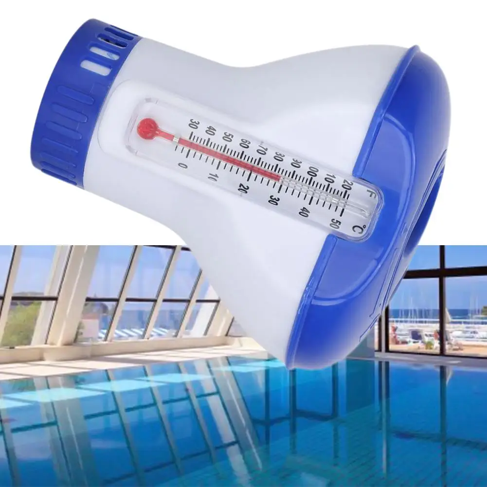 

5 Inch Swimming Pool Floating Chemical Chlorine Dispenser with Thermometer Disinfection Automatic Applicator Pump