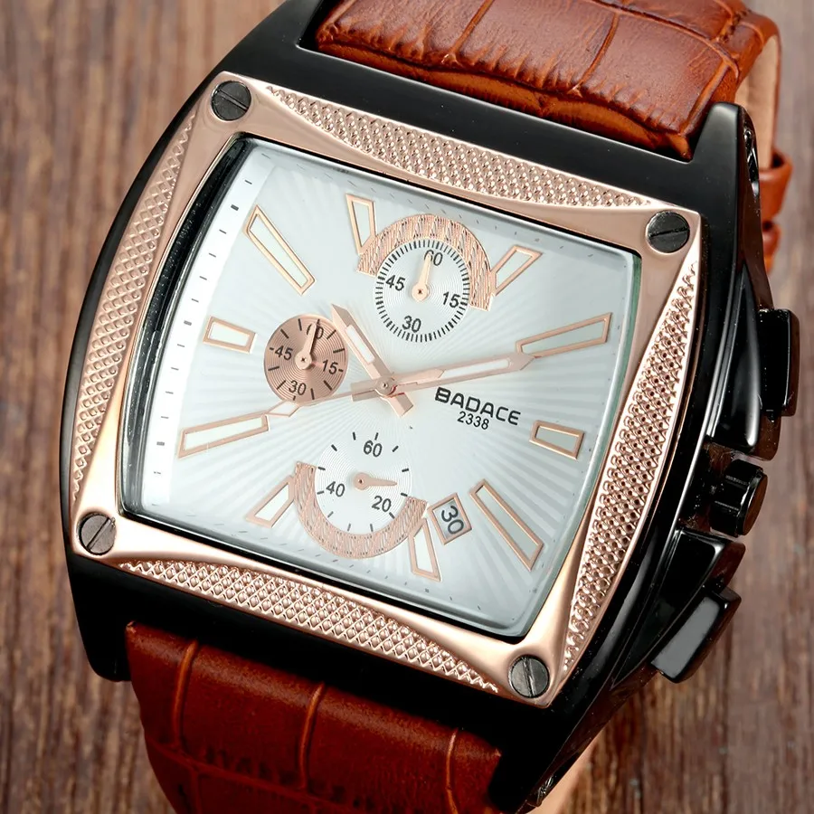 BADACE Классические мужские кварцевые часы Топ бренд Бизнес повседневные наручные часы мужские Япония Movt Кожаный ремешок Часы 2338