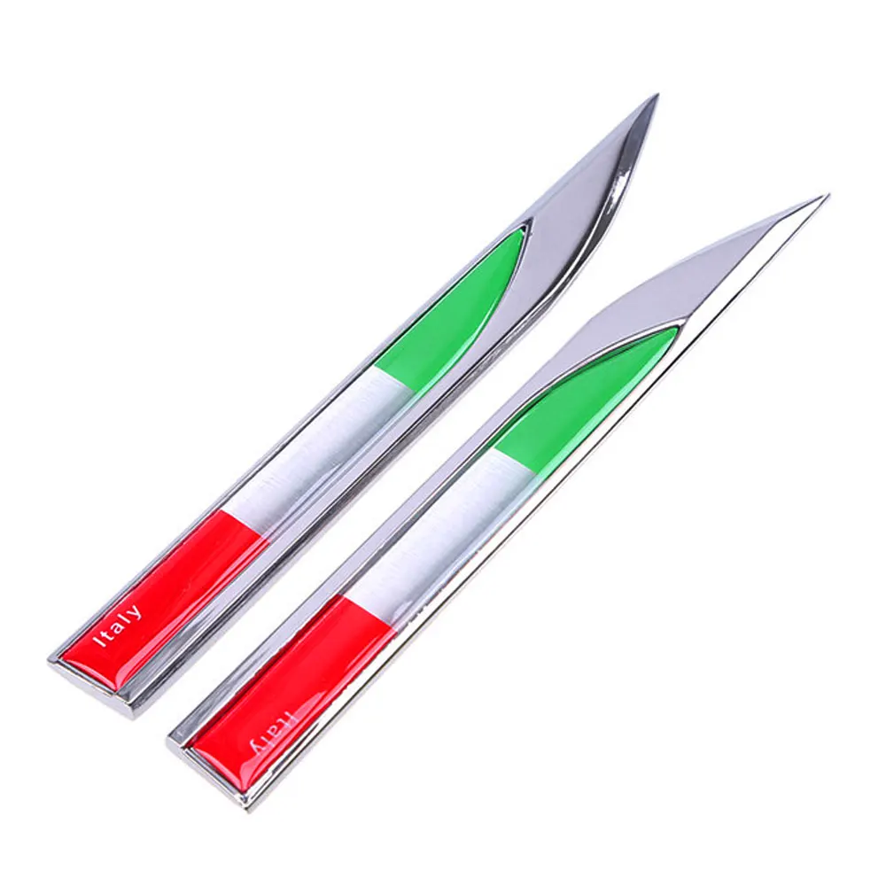 1Pair 3D Metal Car Decoration Metal Adhesive Italy Flag Truck Car Badge Emblem Sticker for Car Motorcycle Sticker