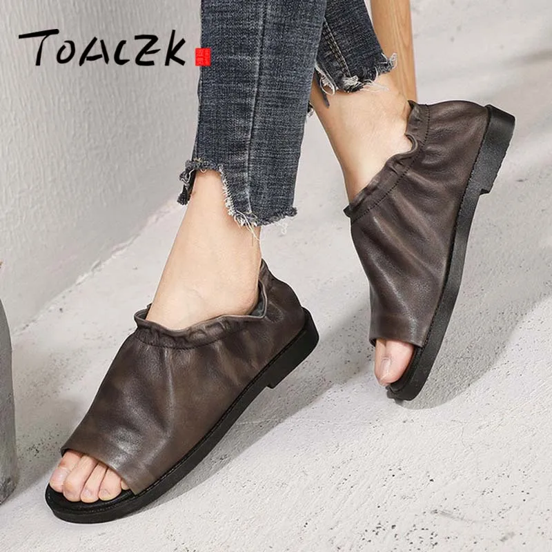 

Original Spring and Summer New Genuine Leather Flat Women Shoes Personality Retro Comfortable Handmade Casual Sandals
