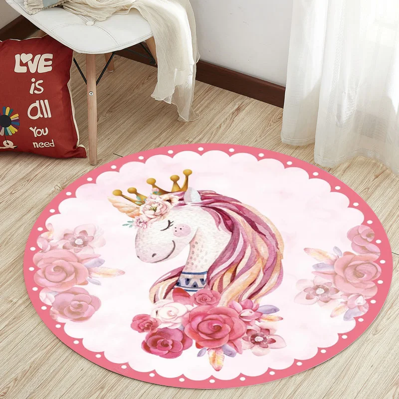 Nordic Unicorn Series Round Carpets for Living Room Area Rugs Computer Chair Floor Mat Child Cloakroom Rug Kids Tent Play Carpet Nordic Unicorn Series Round Carpets for Living Room Area Rugs Computer Chair Floor Mat Child Cloakroom Rug Kids Tent Play Carpet