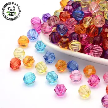 

Transparent Acrylic Beads, Faceted, Round, Mixed Color, 10mm in diameter, 10mm thick, hole: 2mm, about 916pcs/500g