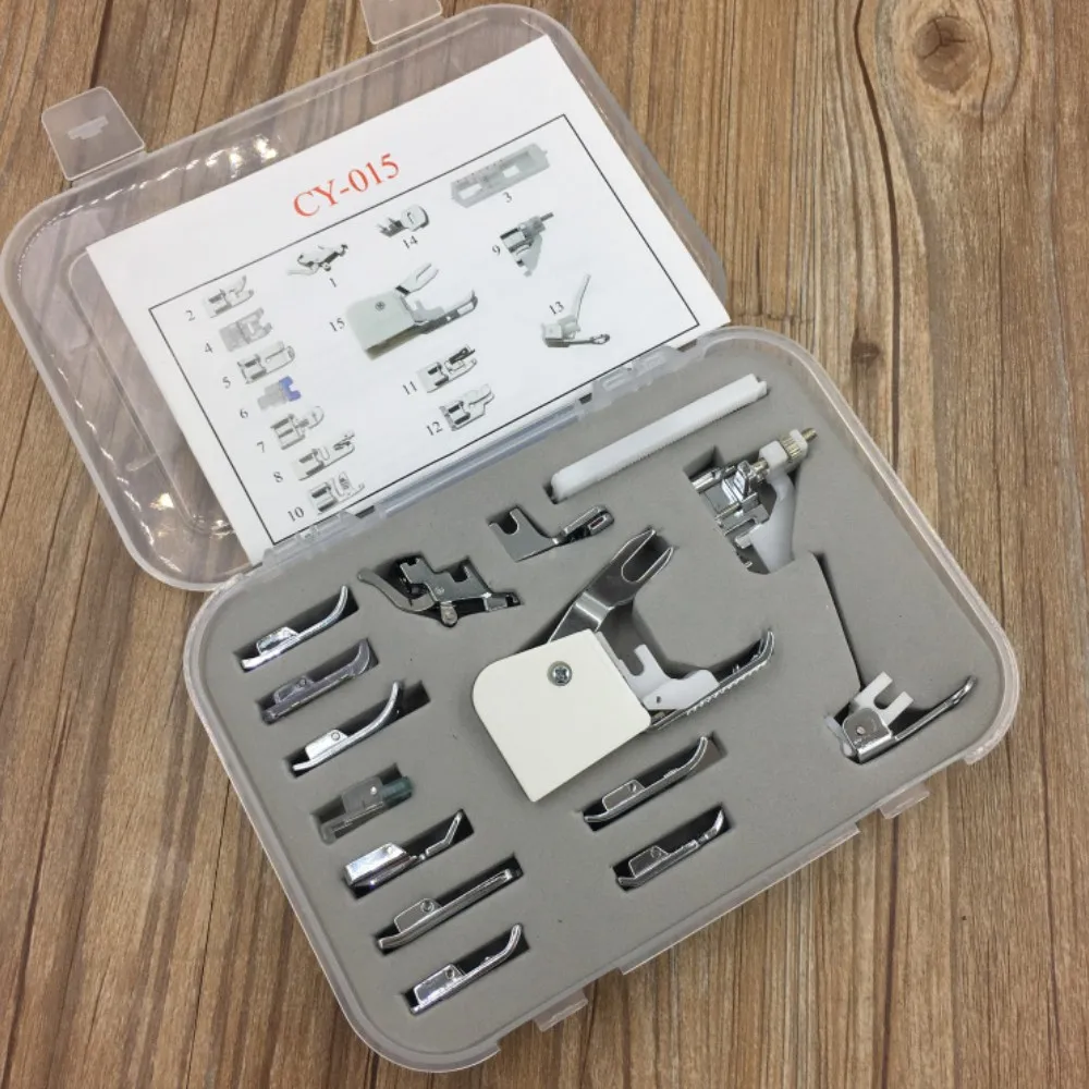 15Pcs Multifunction Domestic Sewing Machine Presser Foot Feet Kit Set