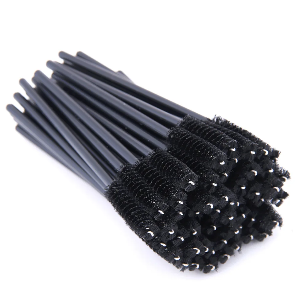 New 50 Pcs Eyelashes Brush Makeups Brushes Disposable Mascara Applicator Eye lashes Cosmetic Brush Maquiagem Cilio Makeup Tools - Handle Color: Black