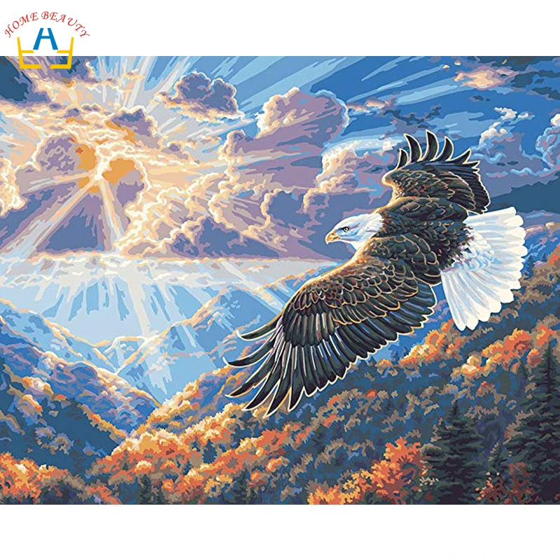

oil paintings coloring by numbers on canvas eagle mountain pictures draw by numbers on the wall home decor art craft gift W6761