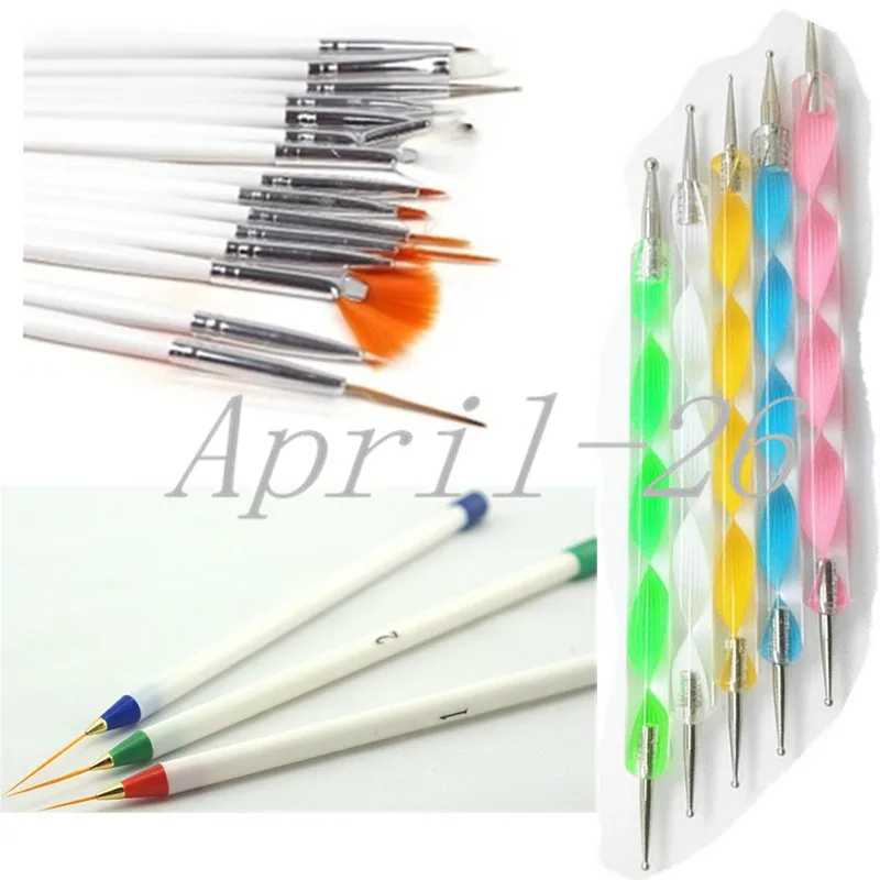 3set 23pcs Marbleizing Dot Paint Brush Design Dotting Pen Drawing Liner Brushes Nail Art
