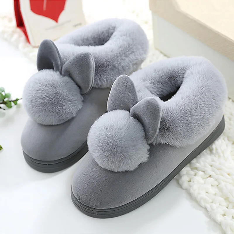 

Women Lovely Rabbit Ears Soft Home Boots Cotton Warm Women Winter Boots Casual Indoor Home Shoes Ankle boots Woman Botas Mujer