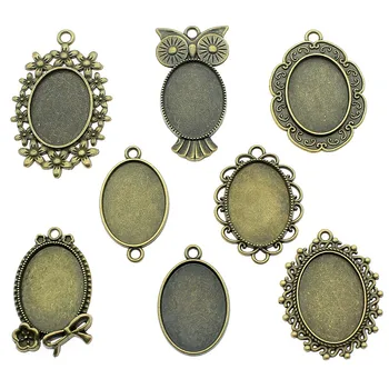 

8pcs Fit 18x25mm Oval Cabochon Vintage Antique Bronze Color Cabochon Base Setting Collection Jewelry Accessories FM1013