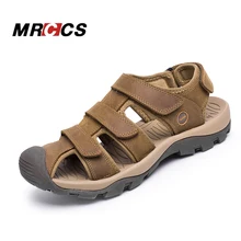 MRCCS/Брендовые мужские сандалии-гладиаторы в римском стиле ретро; дышащая летняя пляжная обувь из натуральной кожи; большие размеры 38-46