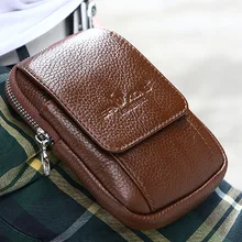 Mode hommes en cuir véritable crochet Fanny Pack sac de taille ceinture Bum porte – monnaie pochette Cigarette clé poche pour téléphone Mobile cellulaire cas