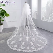Высокое качество 3,5 метров двухслойная Роскошная длинная венчальная Фата свадебная фата кружевная вуаль с расческой свадебные аксессуары