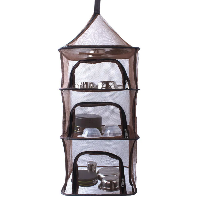 

4 Layers Hanging Dry Net Foldable Mesh Storage Basket Fishing Drying Rack for Camping Picnic UYT Shop