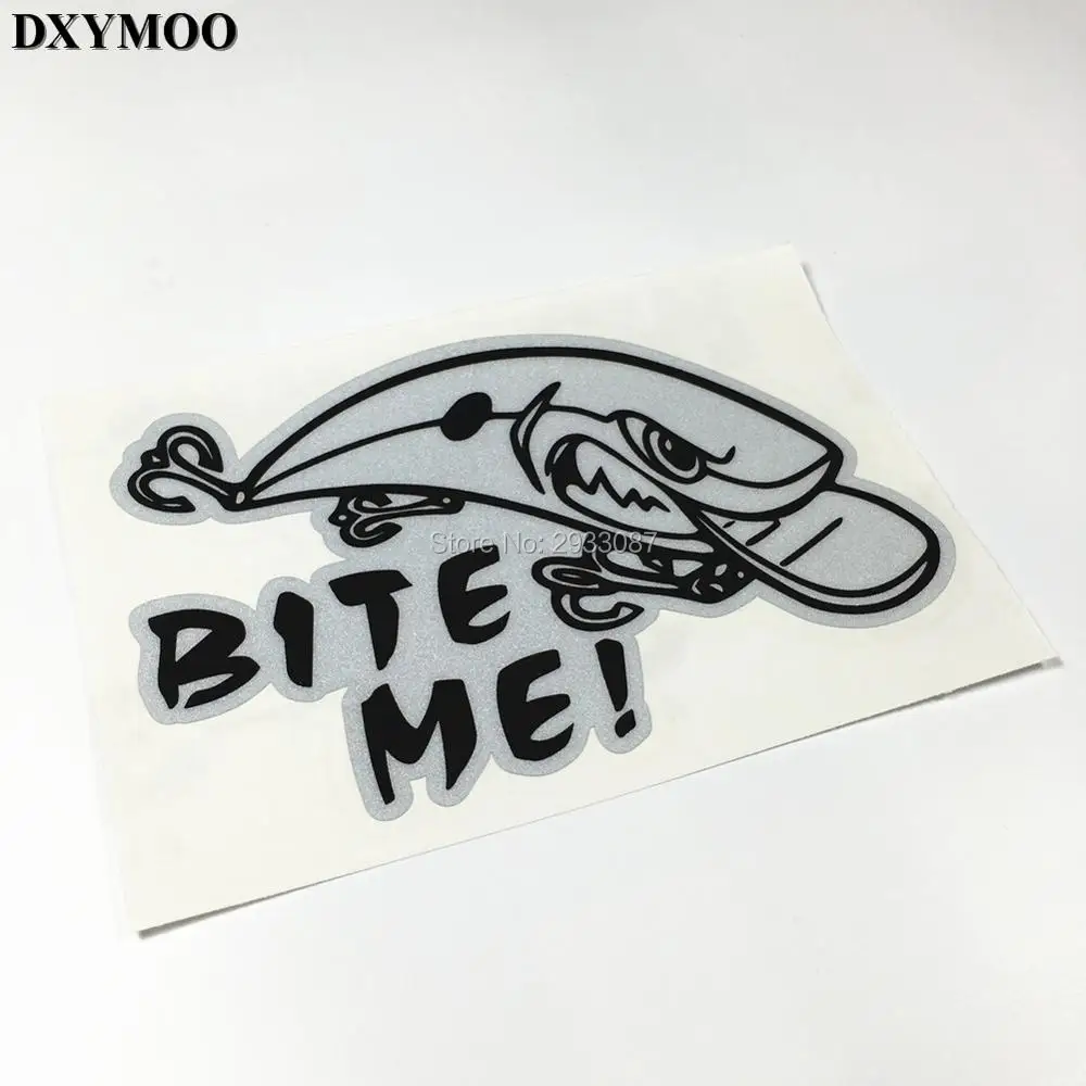 

3 Sizes Go Fishing Shark Bite Me Funny Lure Car Stickers Motorcycle Fish Tank Sticker and Decal Reflective 3M H2727