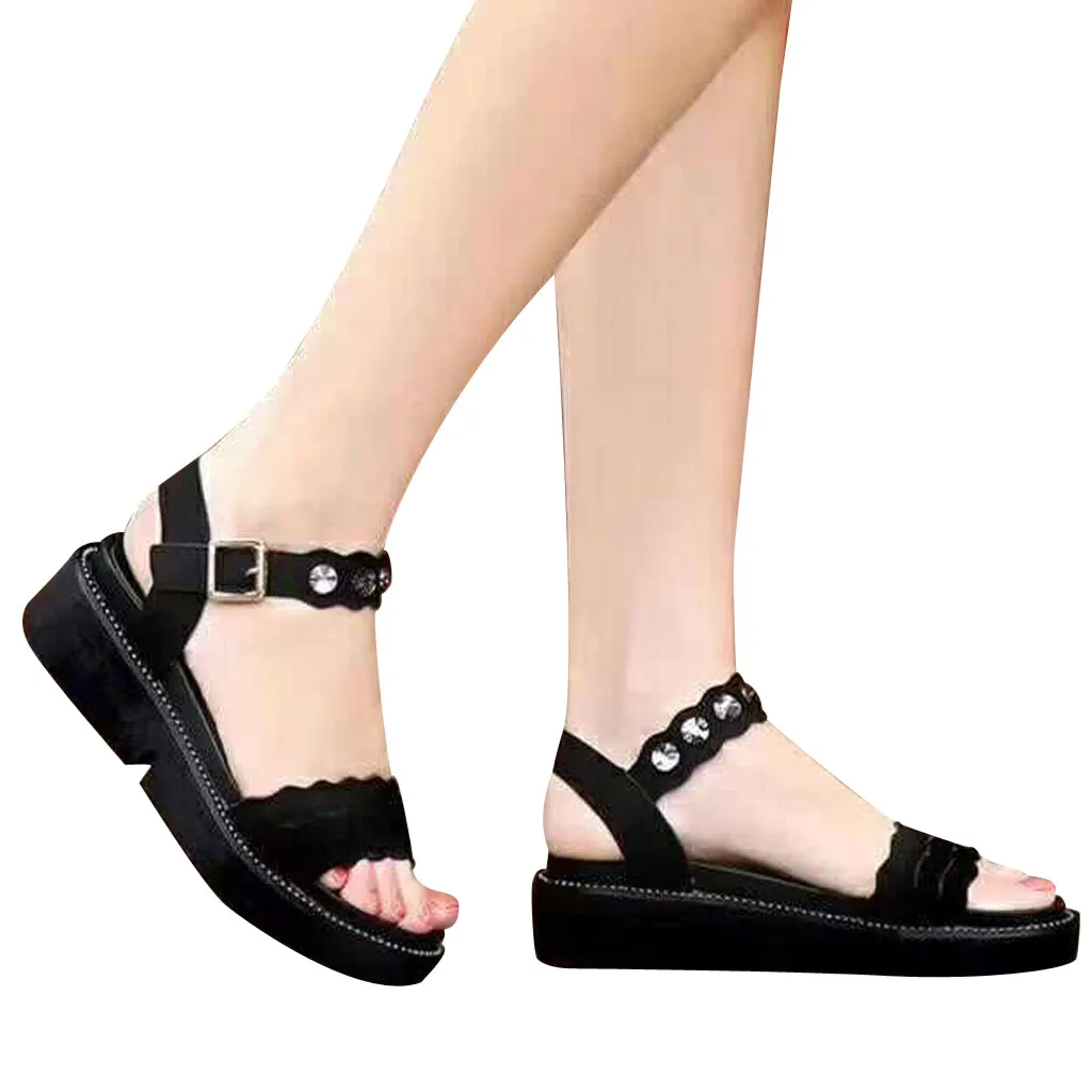 

shoes Summer Women's Open Toe Shoes Rhinestone Flat Sandals Fish Mouth Beach Sandals zapatos de mujer buty damskie sandalias