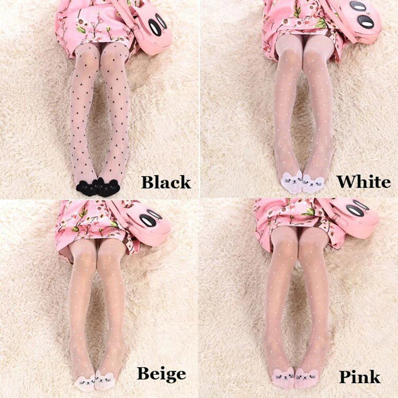 Cute cat girl tights children's sheer 15D stockings for girls kids baby pantyhose cartoon characters thin tight summer 1-9Y