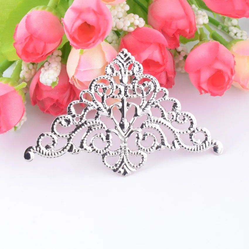 

Free shipping-30Pcs Silver Tone Filigree Wraps Connectors Metal Crafts Gift Decoration DIY Findings 4.8x7.5cm