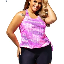 Купальник большого размера с принтом и круглым вырезом; брюки с галстуком; консервативный жилет; раздельный купальник