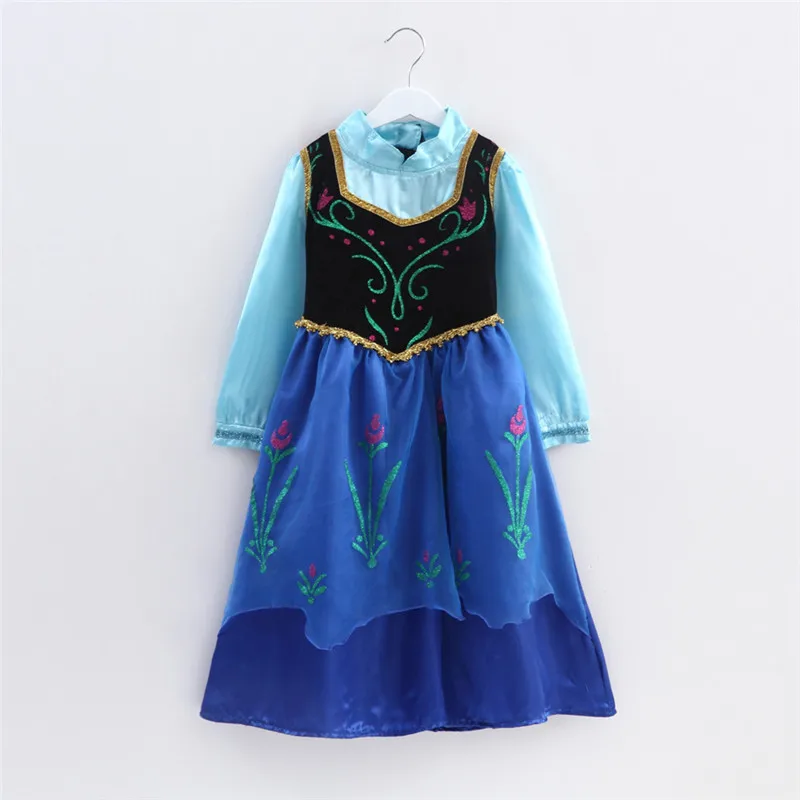 

Anna Dress up Little Girl Costume Children Flower Print Princess Party Cosplay Fancy Dress with Cloak for Halloween Gift