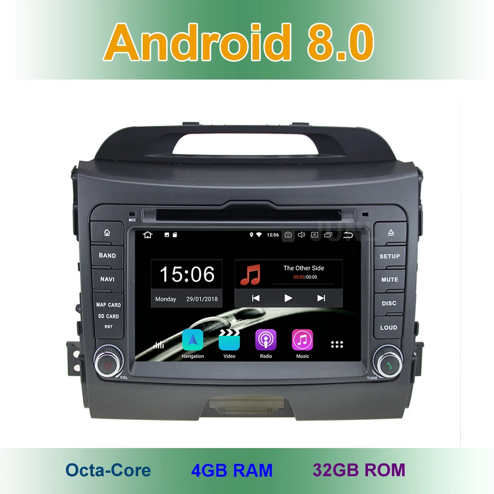 Clearance 4 GB RAM Android 8.0 Car DVD Player for Kia Sportage 2010 -2015 with Radio WiFi Bluetooth GPS 0