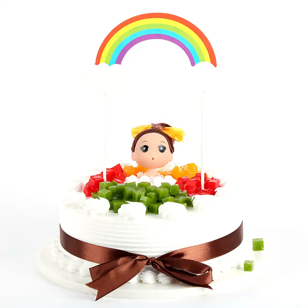 1 Pc Pelangi Berwarna Warni Sisipan Kue Gambar Kartun Cupcake