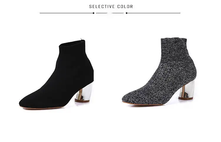 2018 New Autumn And Winter Women's Shoes Casual Stretch Boots High Heel Socks Boots Fashion Ankle Boots M8D143 (3)