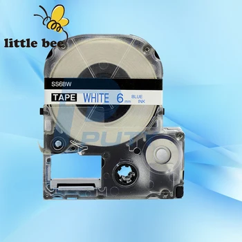 

1Pc Top quality KingJim 6mm label tape SS6BW blue on white compatible labelworks/tepra printer