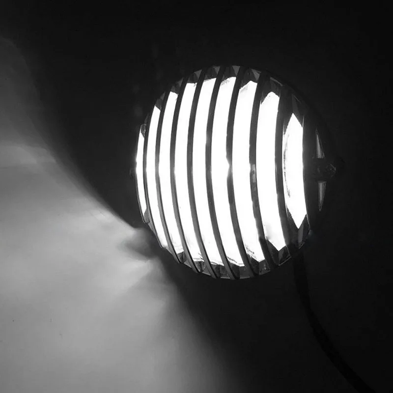 5inch  Motorcycle LED Finned Grill Headlight for Cafe Racer Bobber XS650 CB750