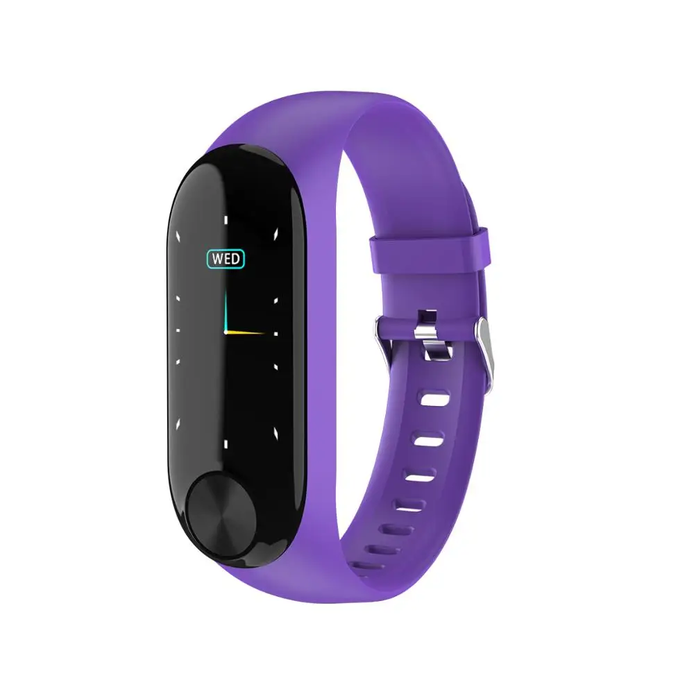 Bluetooth время Смарт-часы браслет сердечного ритма кровяное давление IOS/Android фитнес-браслет с gps траектория движения режим - Цвет: Фиолетовый