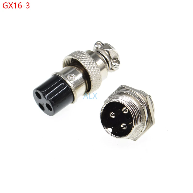 

2SET GX16-3 aviation plug socket Circular connector 16mm Diameter GX16 3PIN Male Female Wire Panel Connector Circular Screw Type