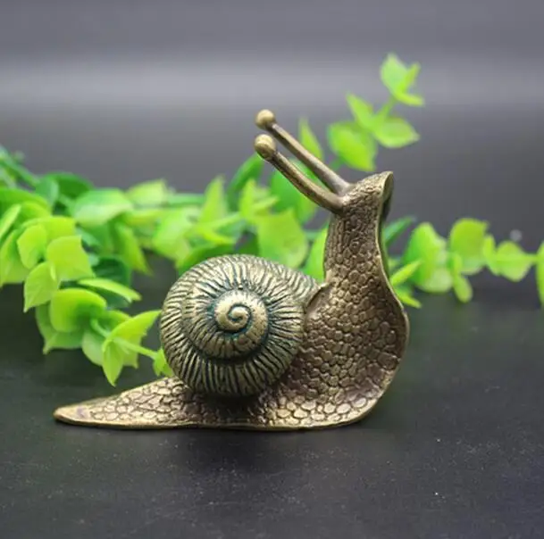 

Chinese pure brass snail small statue
