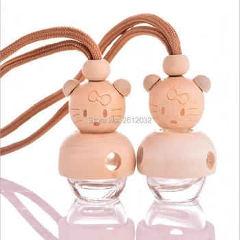 

Small Glass Clear Empty HelloKitty Perfume Bottle, Car Pendant Personalized Gifts, Wood Cap Empty Glass Perfume Bottle F2017155
