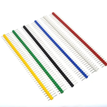 

12 pcs/lote 2.54mm Preto +Branco + Vermelho + Amarelo +black+ azul Unica Linha Masculina 1X40 1*40 Pin Header Tira ROHS CGKCH090