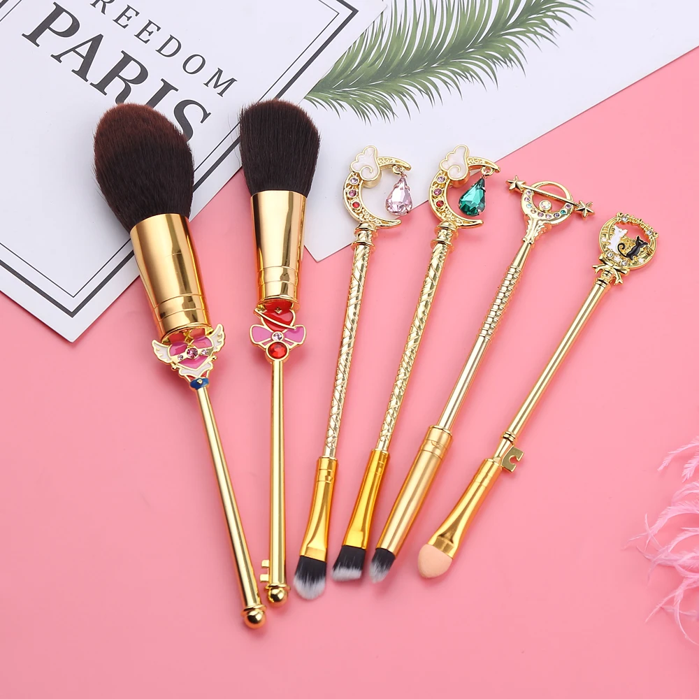 Gold Makeup Brushes Set Cosmetics Foundation Blending Blush Makeup Tool