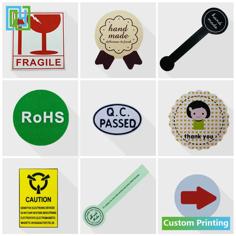 

Wholesale Box packing Caution Fragile label RoHs QC PASSED HAND MADE HOME MADE thank you red arrow label general sealing sticker