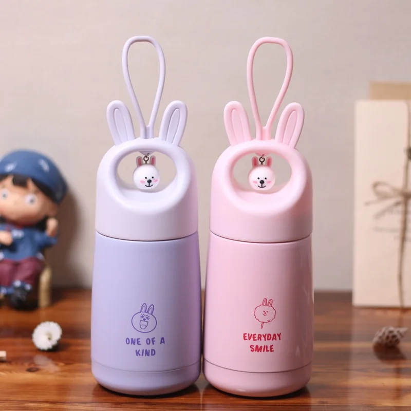 

Cartoon Rabbit Thermos Mug With Handle Pendant Stainless Steel Vacuum Flask Student Creative Water Cup Portable Water Bottle